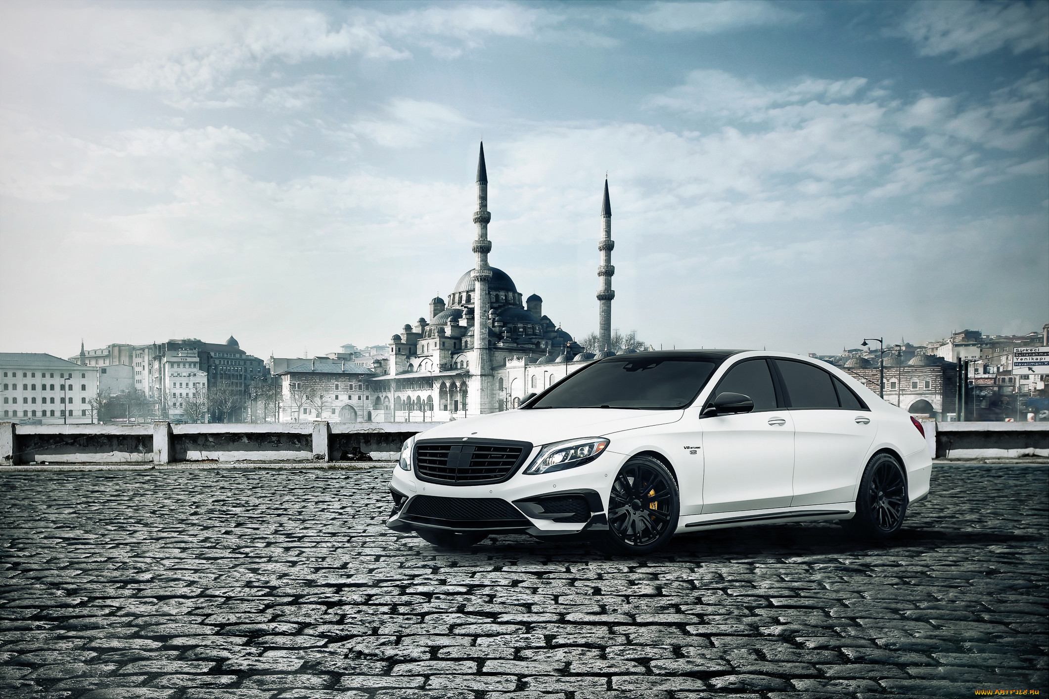 , mercedes-benz, front, white, brabus, amg, b63